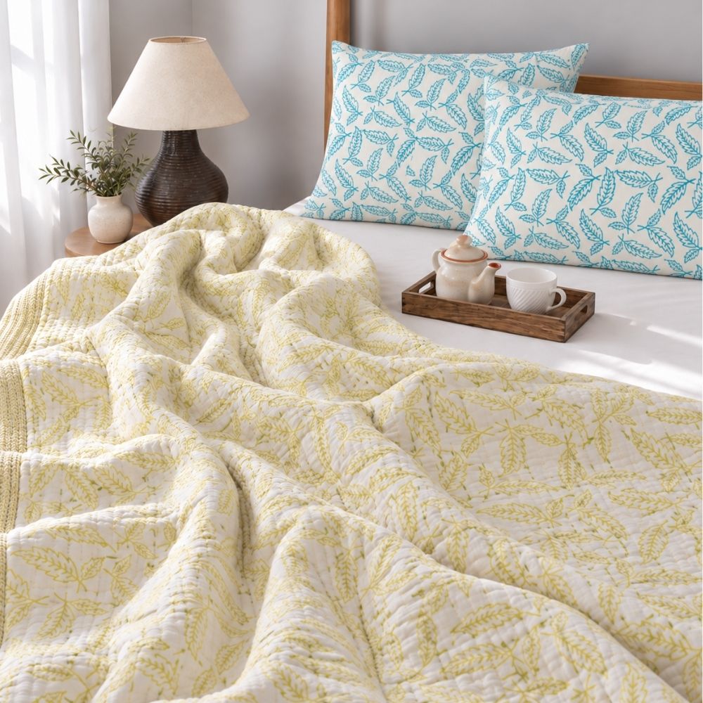 Sandha Reversible Kantha Jaipuri Quilt