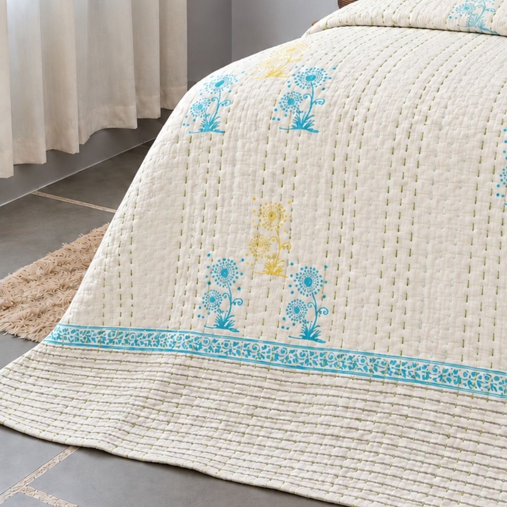 Sandha Reversible Kantha Jaipuri Quilt